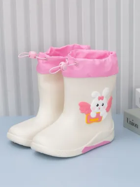 Angel Bunny Themed White Rain Boots For Girls