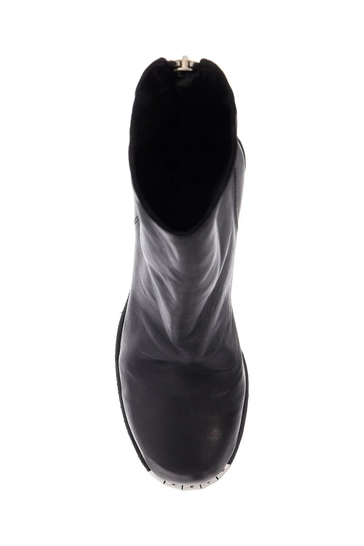 black horse leather boots with side zip and metal insert NB06V BLACK