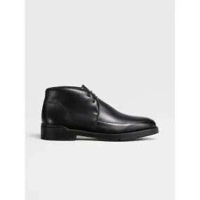 BLACK LEATHER CORTINA CHUKKA BOOTS