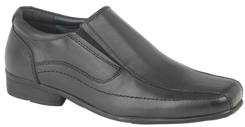 Boys Black Leather Junior Shoe
