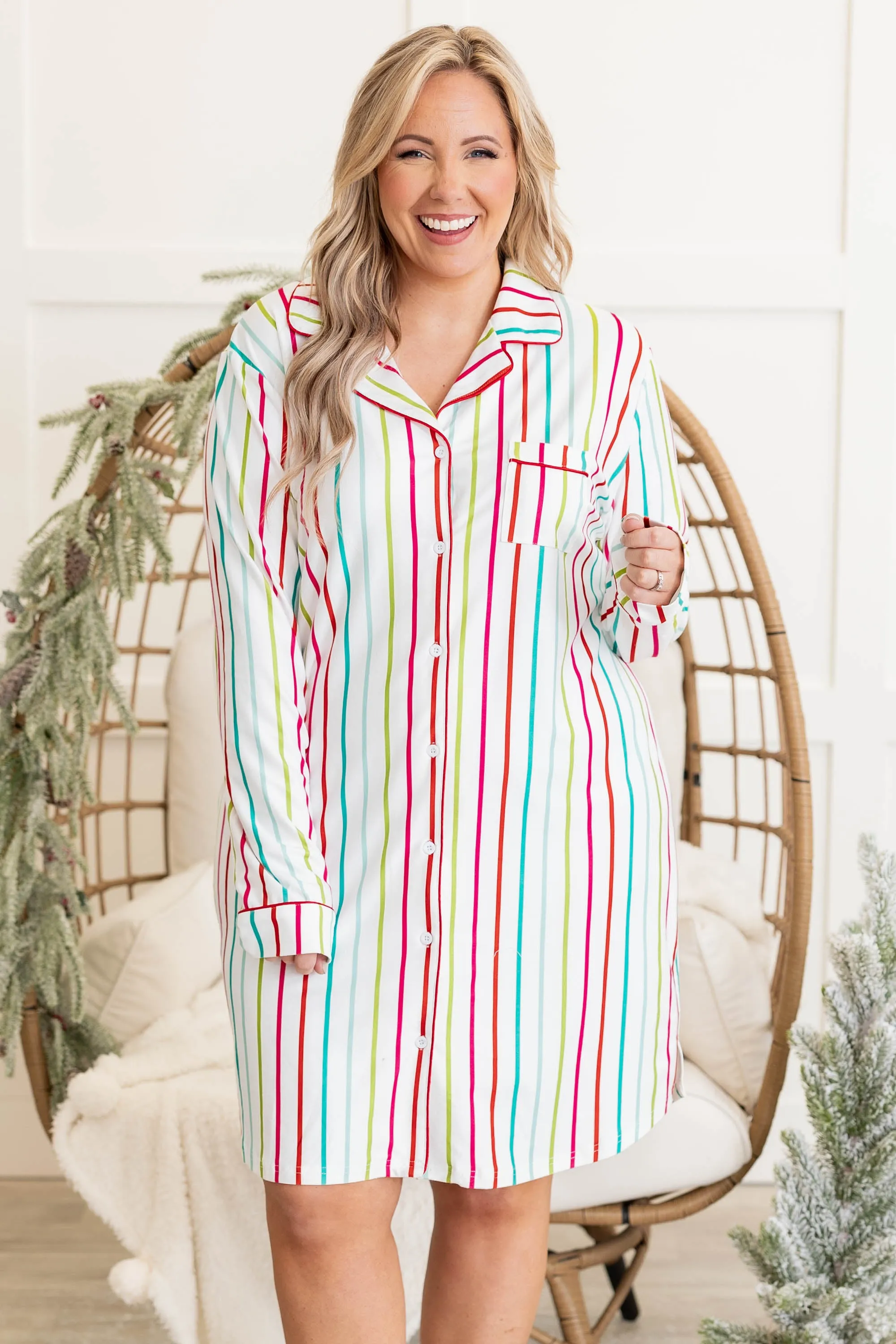 Candy Wonderland Pajama Dress, White