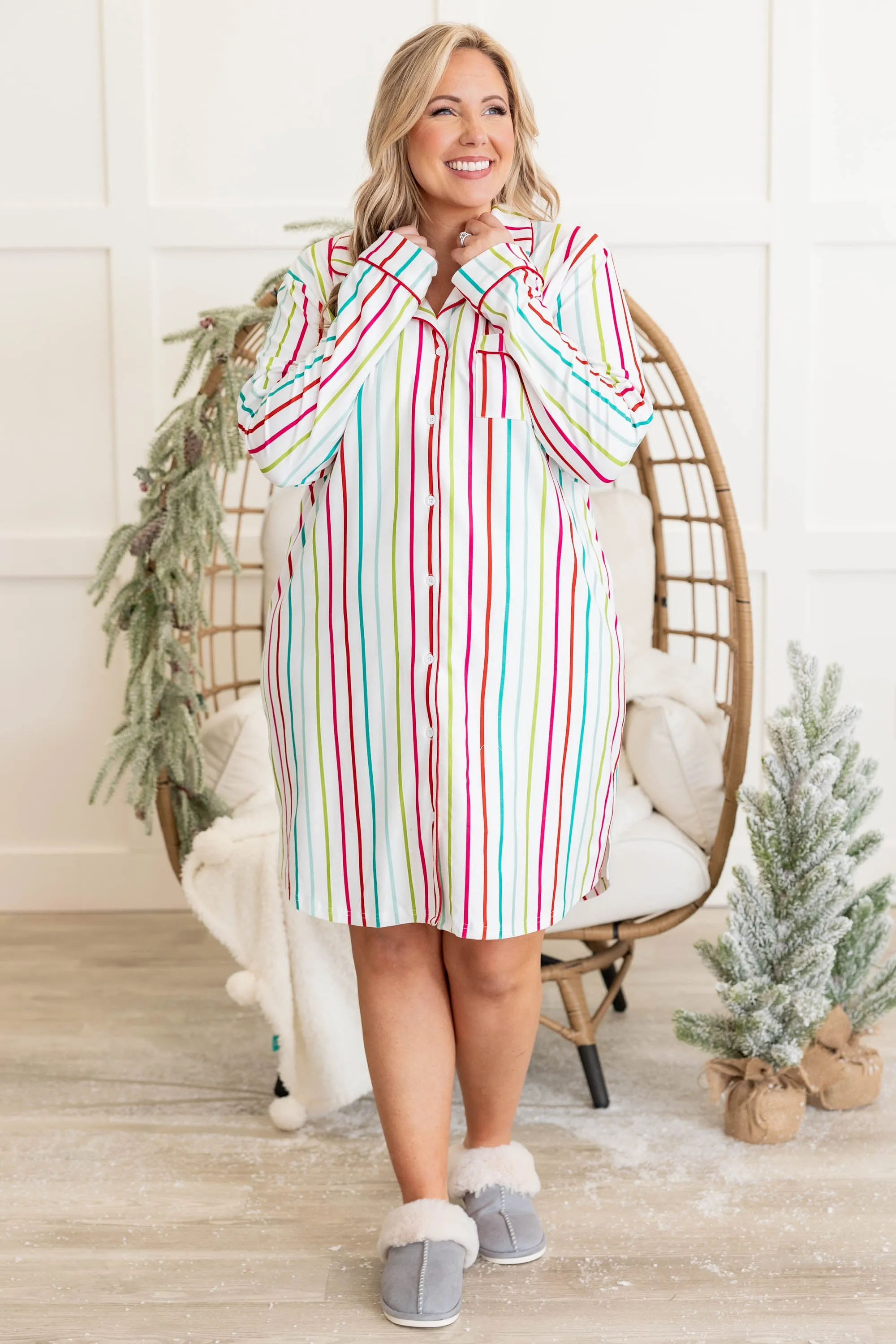 Candy Wonderland Pajama Dress, White