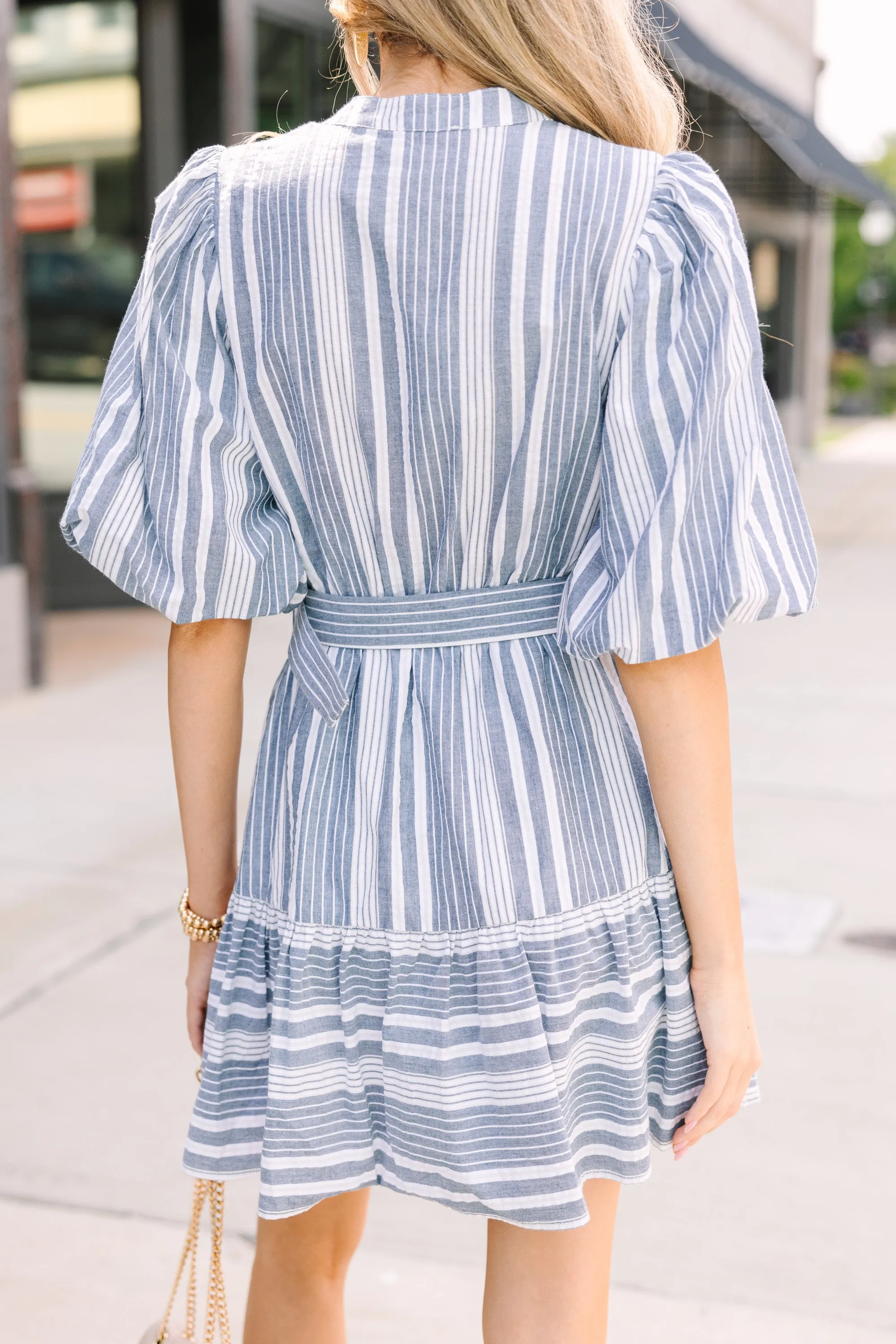 Catch A Smile Navy Stripe Mini Dress