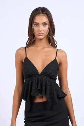 Celeste Black Ruffle Babydoll Tank Top