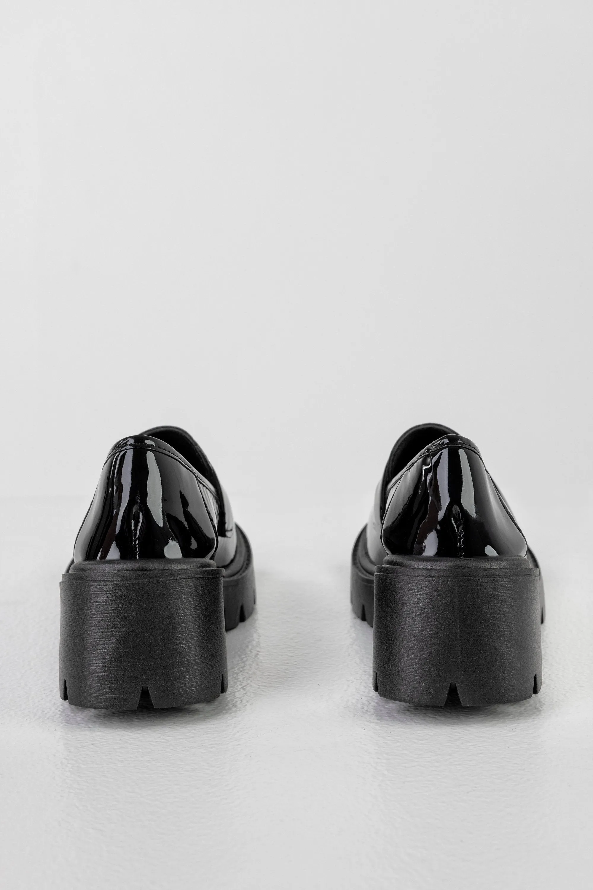 Chunky sole patent loafers