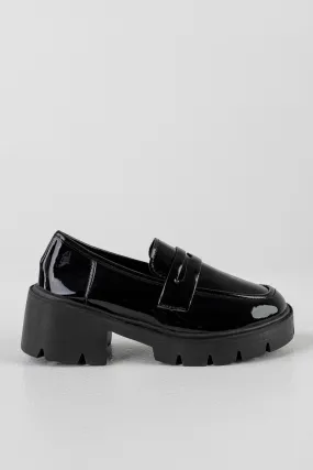 Chunky sole patent loafers