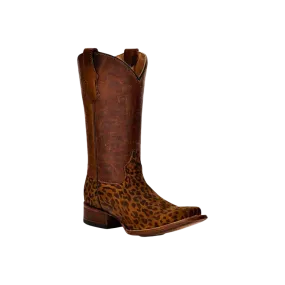 Corral Boy's Leopard Foot Brown Shaft Saddle Tan Boots