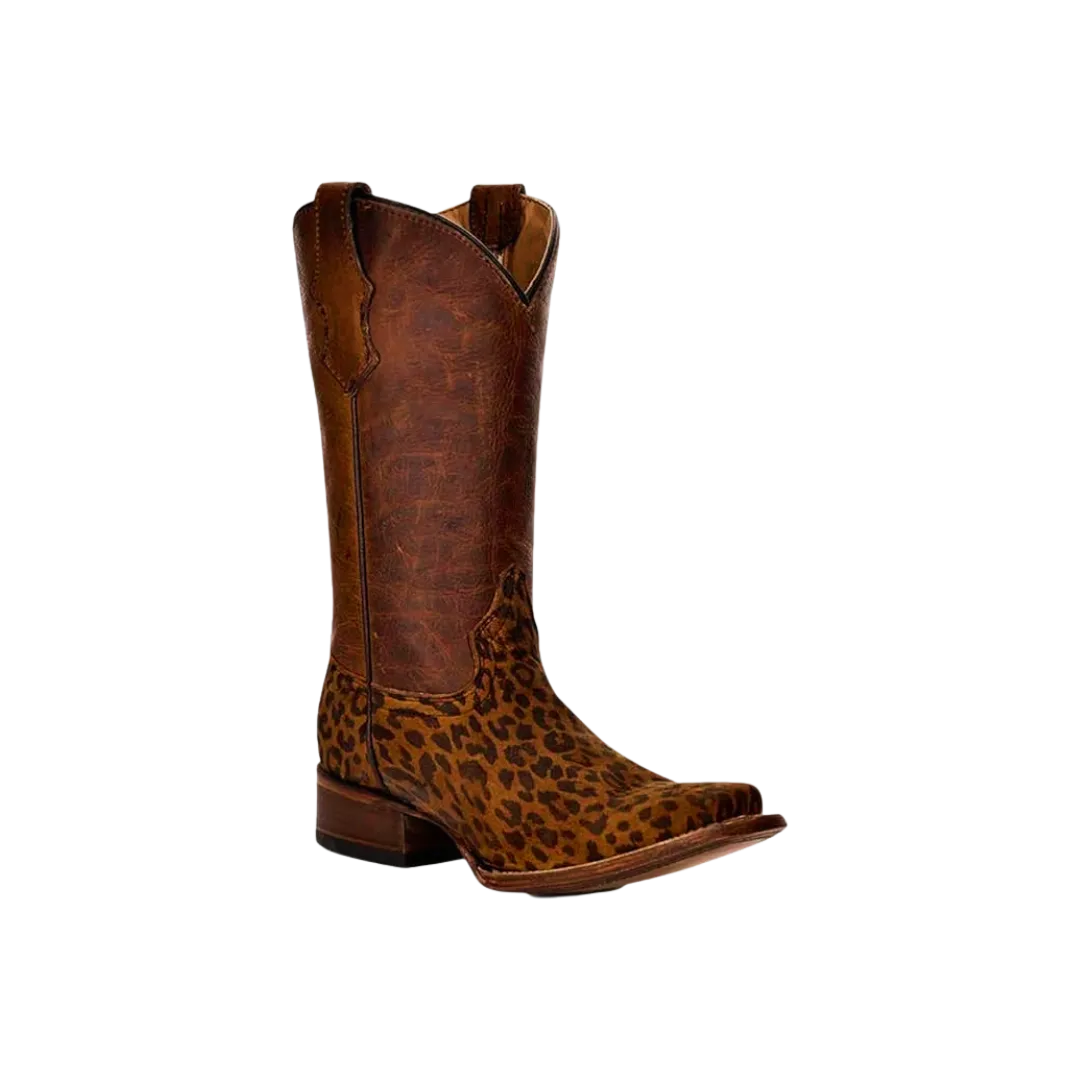 Corral Boy's Leopard Foot Brown Shaft Saddle Tan Boots