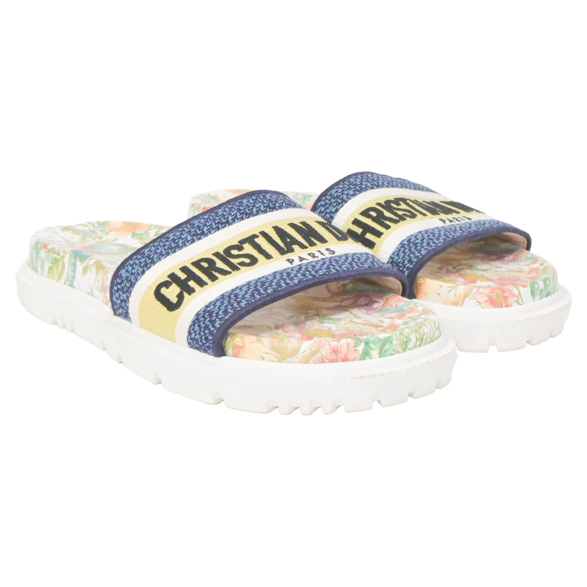 Dior D-Constellation Embroidered Dway 10mm Slides in Multicolor Canvas