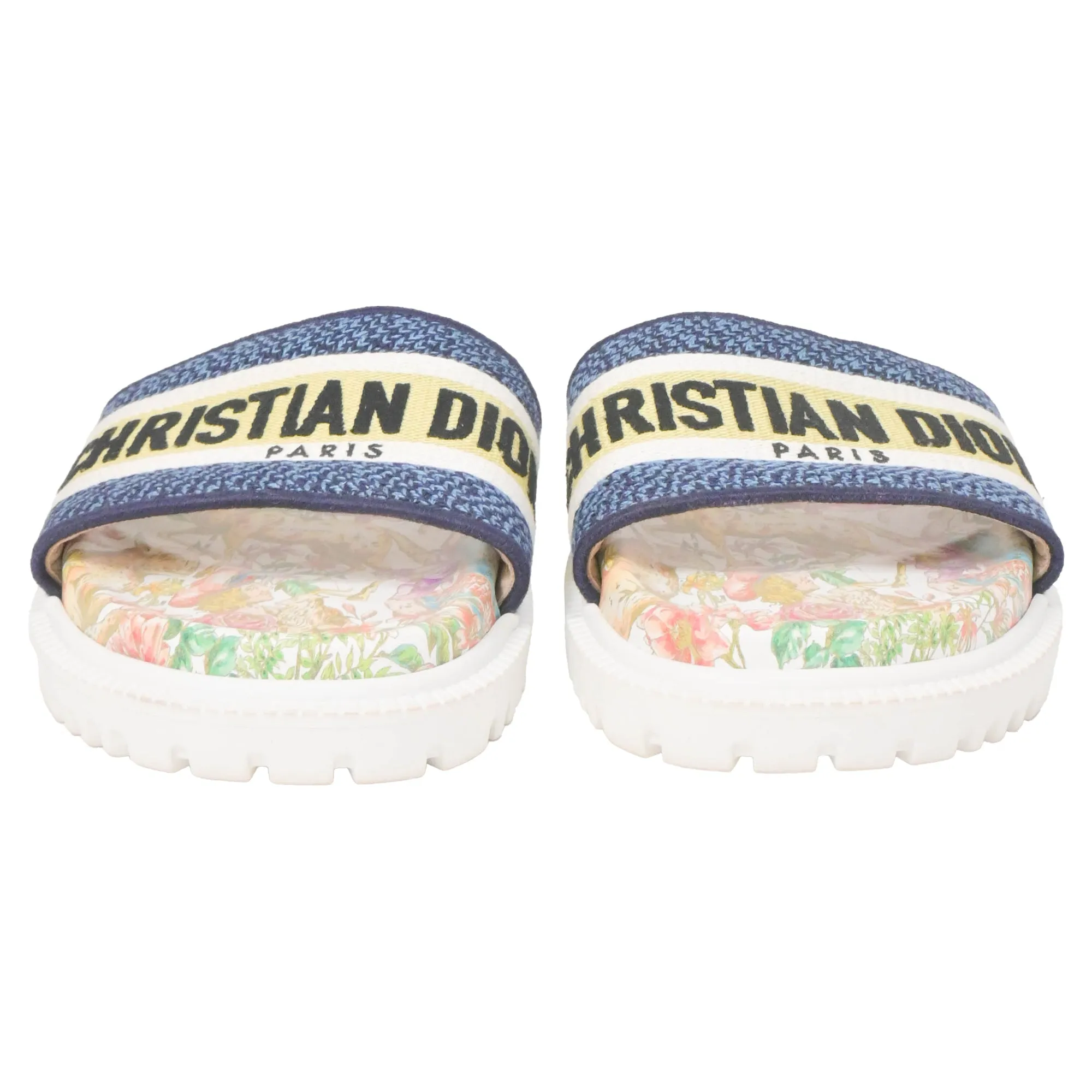Dior D-Constellation Embroidered Dway 10mm Slides in Multicolor Canvas