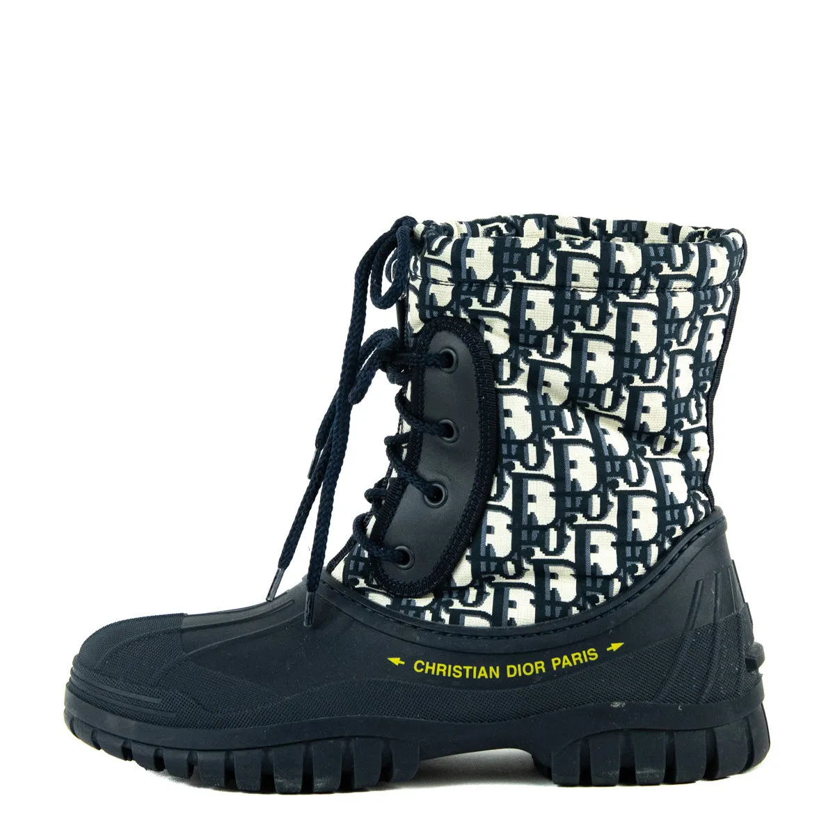 Dior Navy Oblique Nylon D-Venture Ankle Boots Size US 7 | EU 37