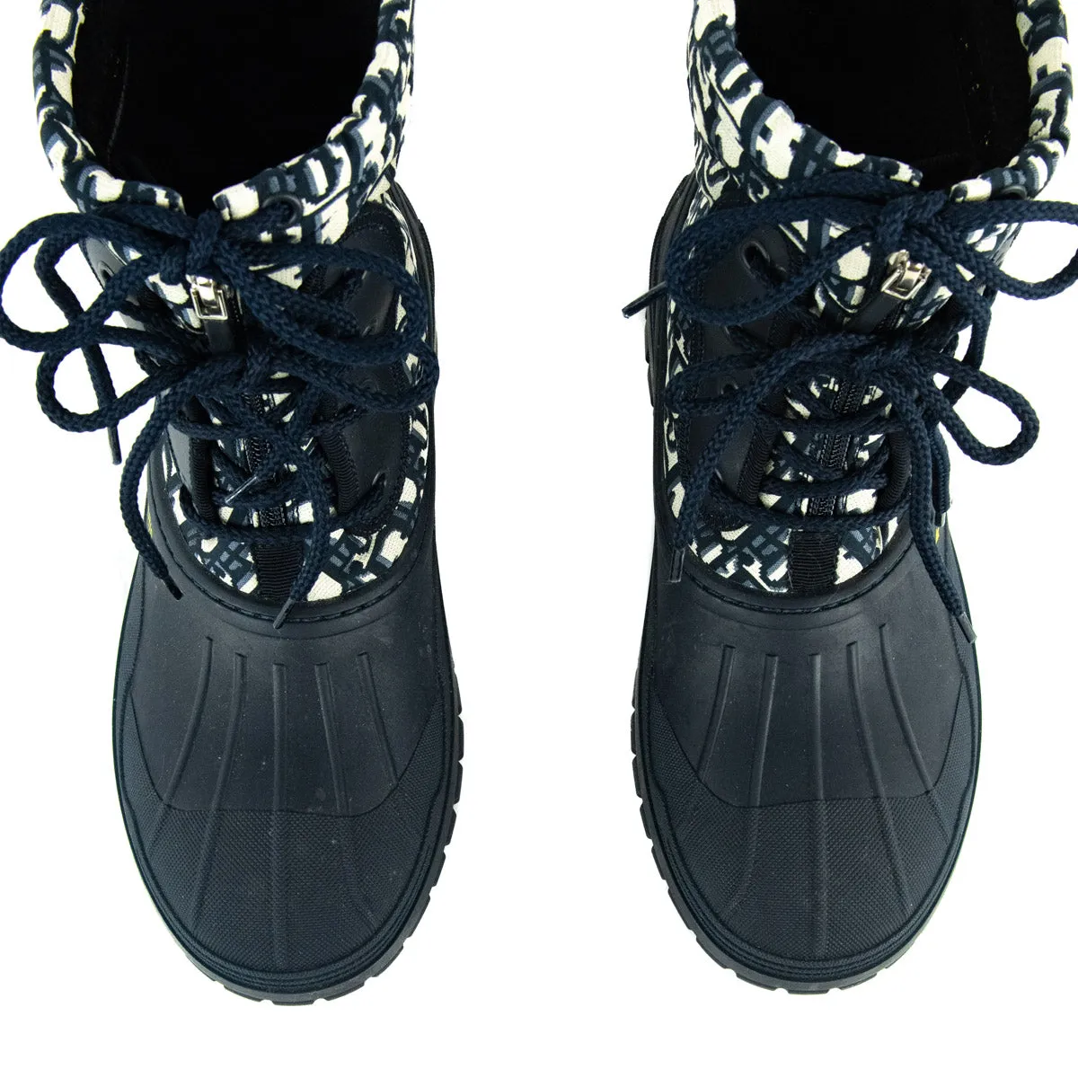 Dior Navy Oblique Nylon D-Venture Ankle Boots Size US 7 | EU 37