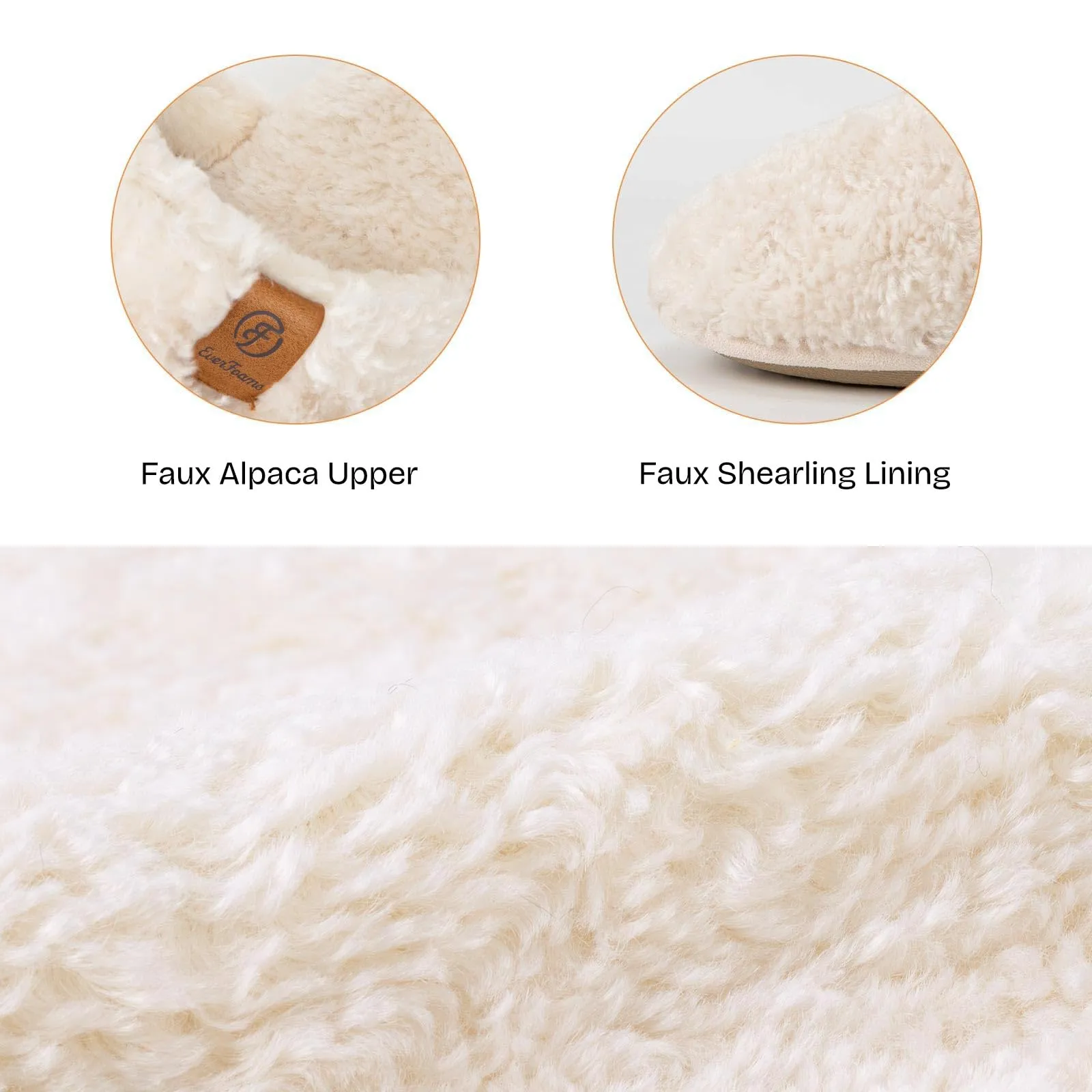 EverFoams Women's Fuzzy Slip-on Slippers Warm Cozy Soft Lightweight Memory Foam Indoor House Shoes Cream White, 11-12 US