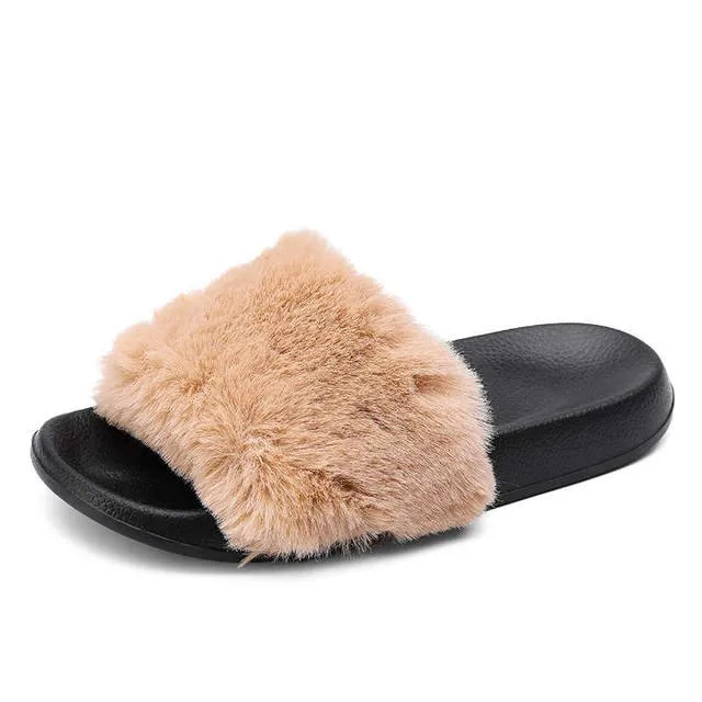 Fluffy Faux Fur Slipper Slides