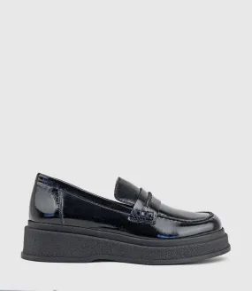 GEORGIA Loafer on Coloured Sole in Black Patent