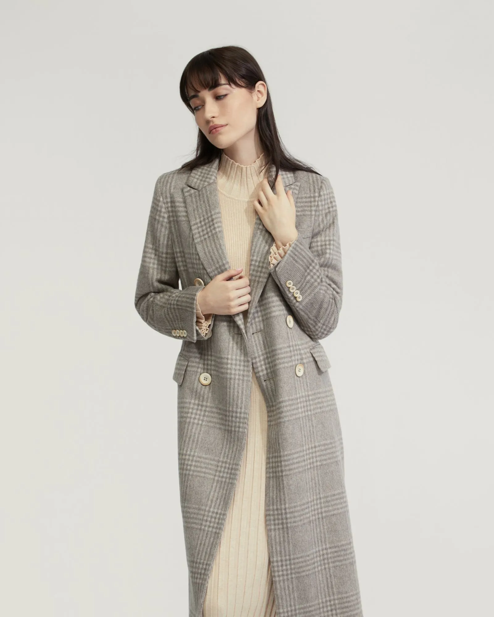 Lily Alpaca Blend Check Coat