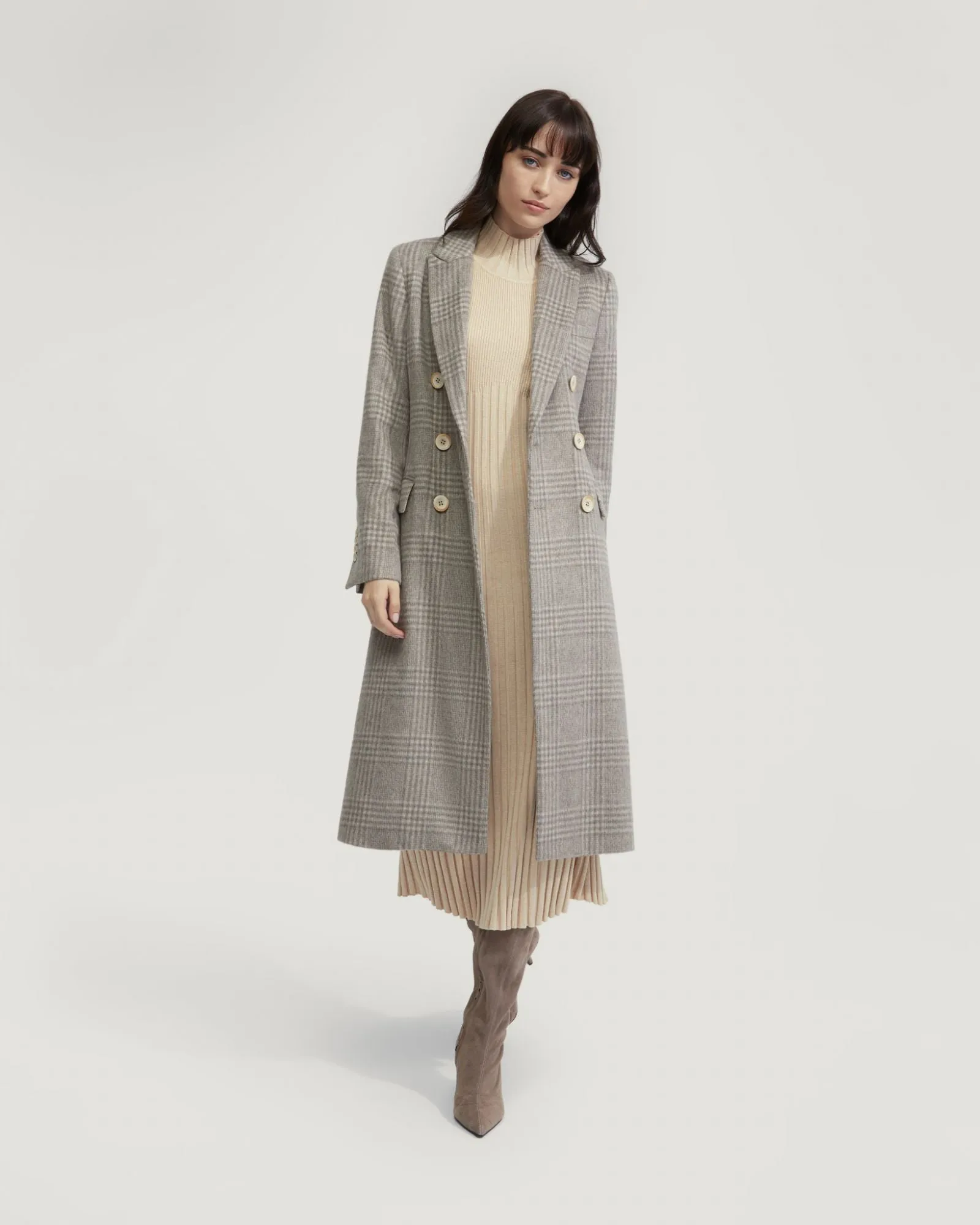 Lily Alpaca Blend Check Coat