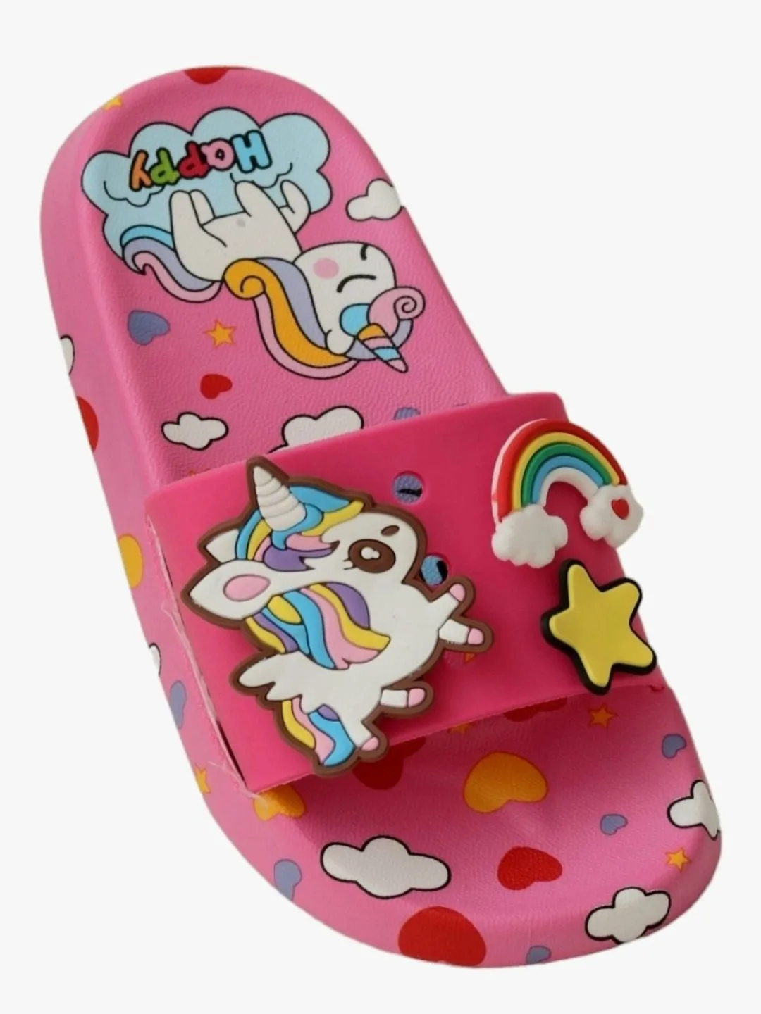 Magical Unicorn Fantasy Sliders - Vibrant Pink with Rainbow and Unicorn Decorations for Girls