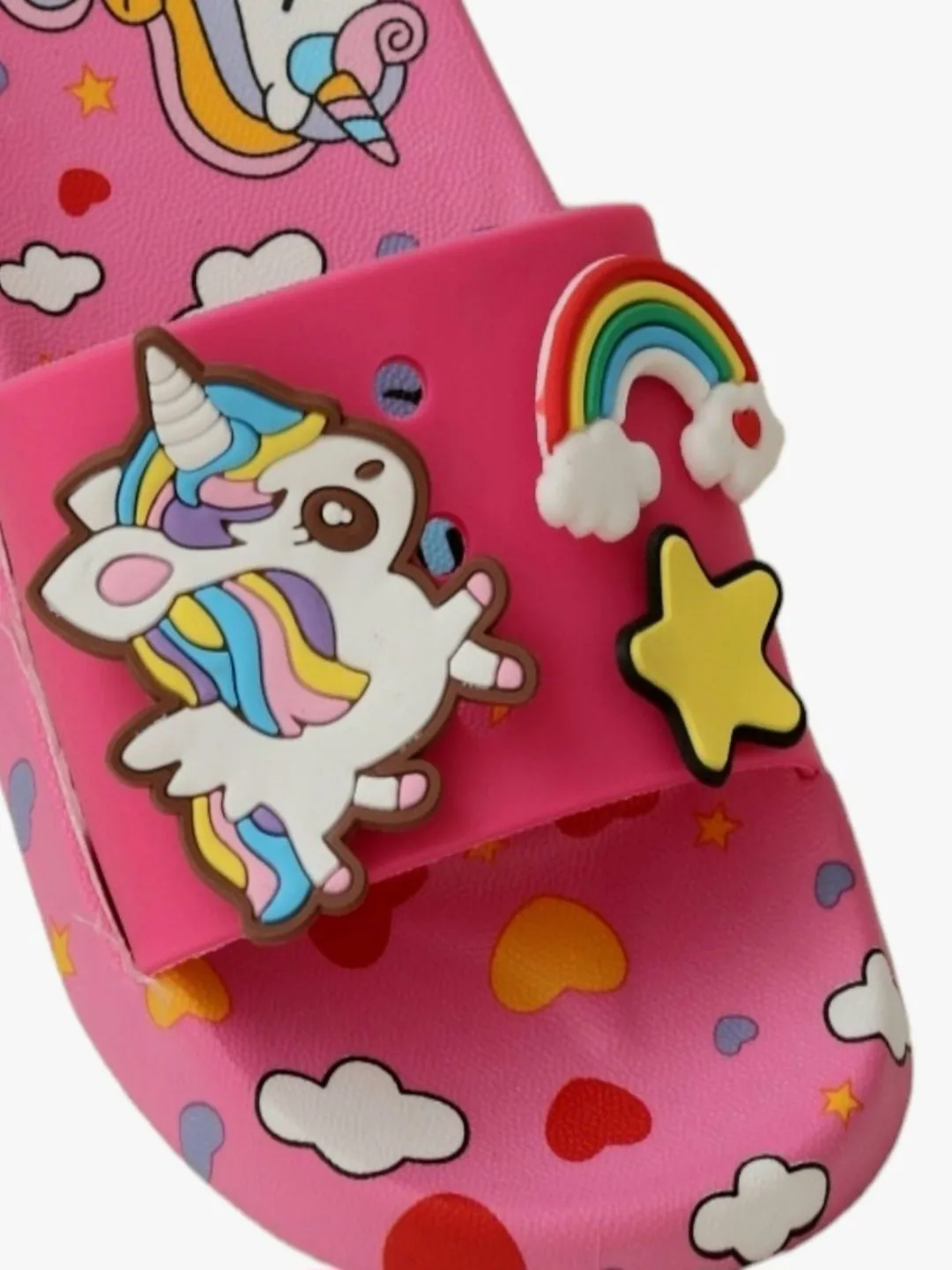 Magical Unicorn Fantasy Sliders - Vibrant Pink with Rainbow and Unicorn Decorations for Girls