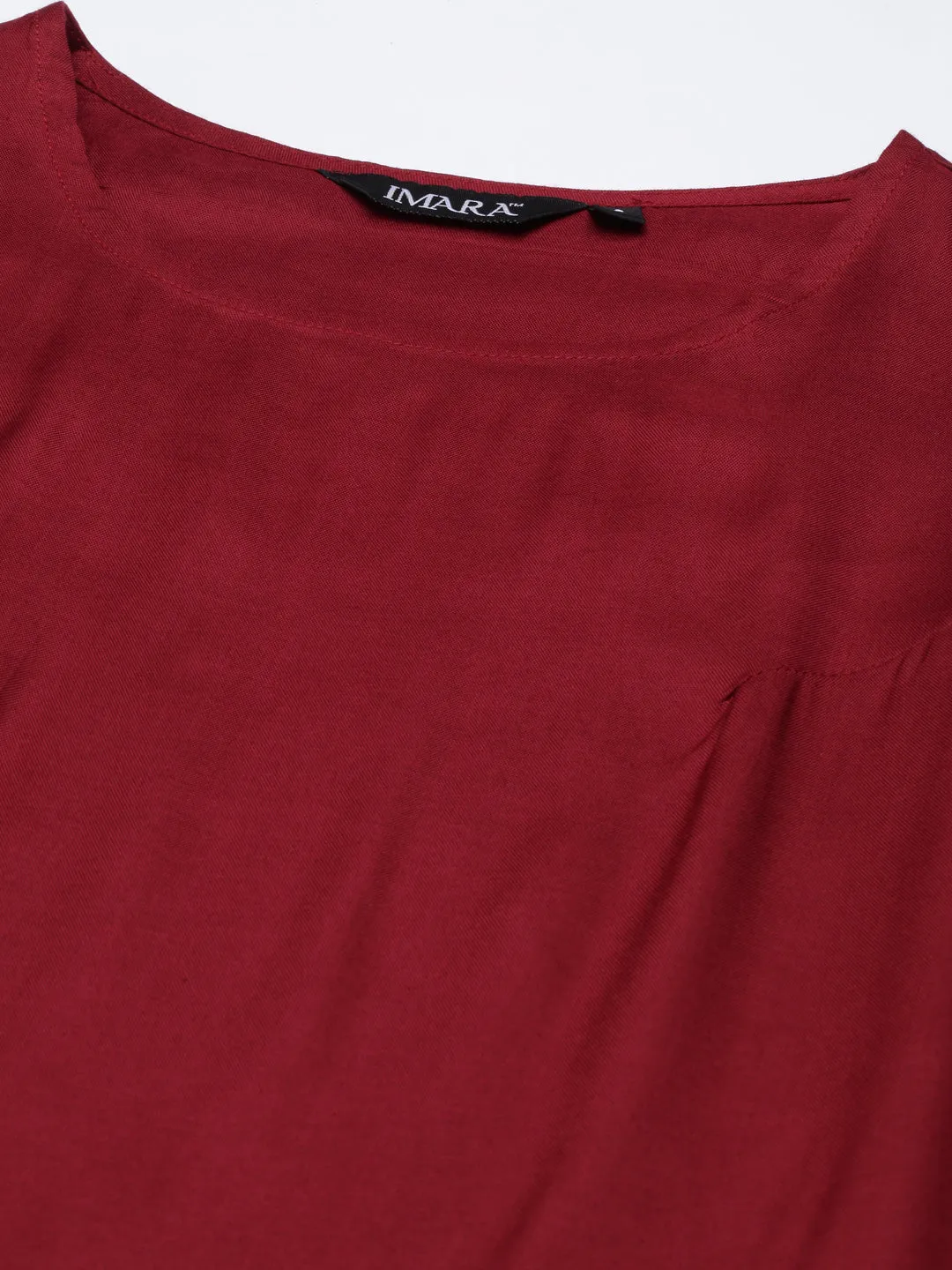 Maroon Embroidered Kurta Set With Jacket