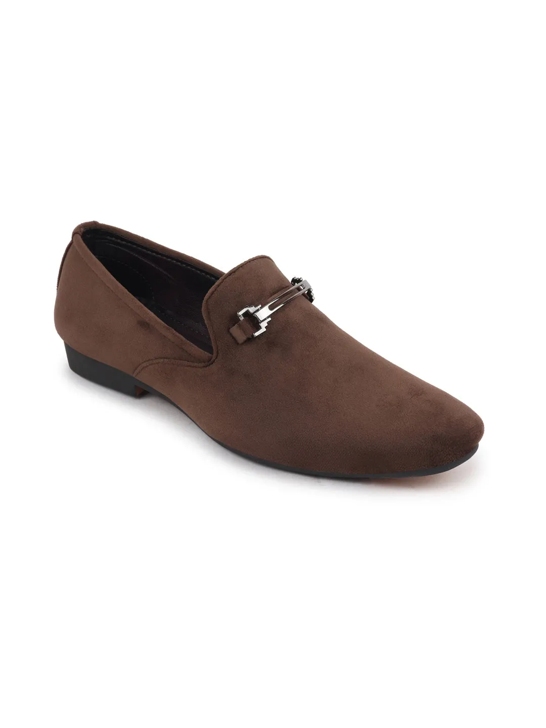 Men Brown Casual Velvet Slip-On Loafers