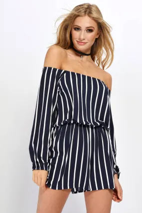 Multi Stripe Bardot Playsuit