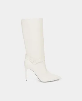 NeroGiardini - I410824DE Cream Leather Stiletto Mid Calf Boot.