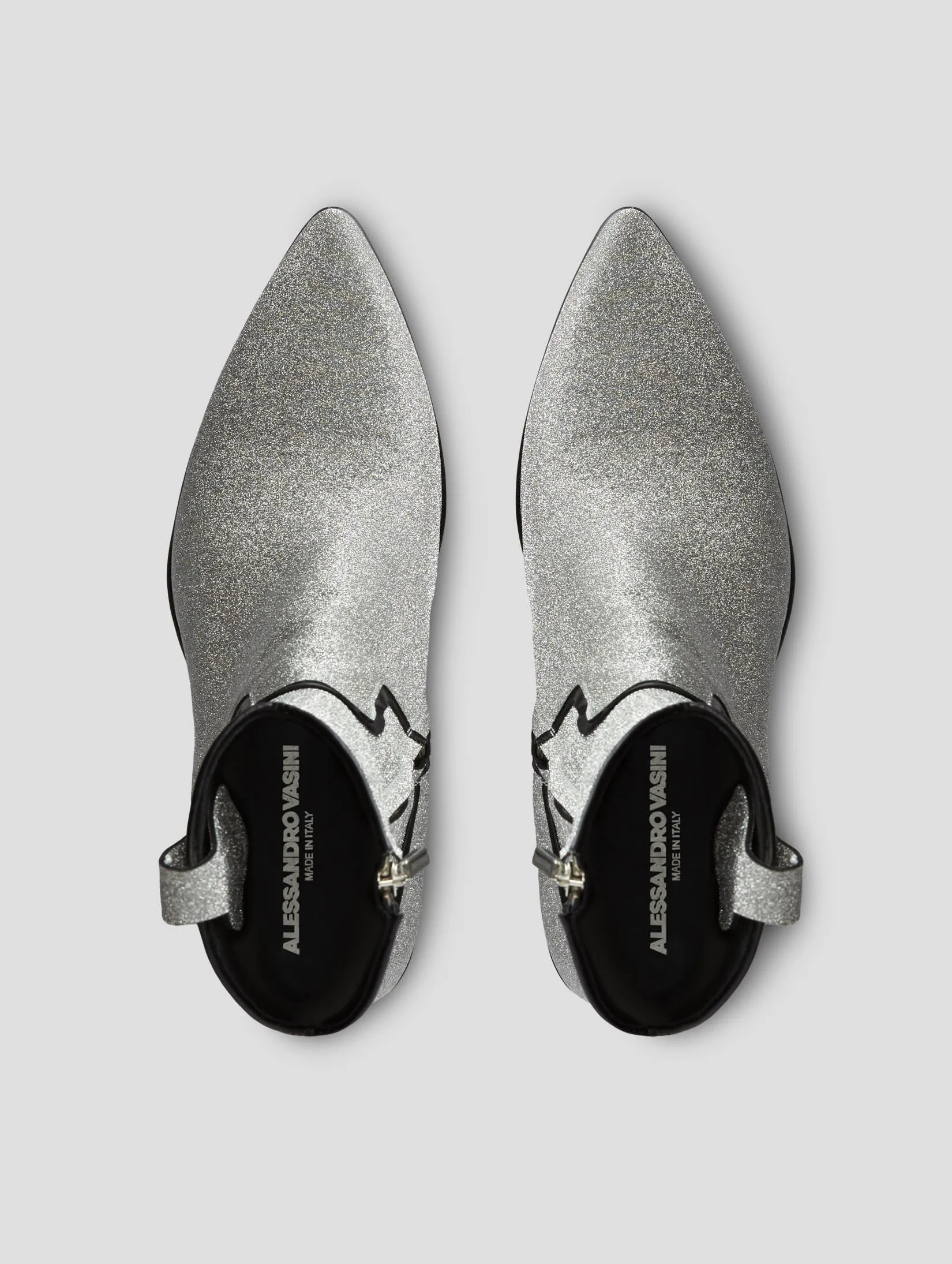 NICO 60MM ARIZONA BOOT IN GLITTER SILVER/BLACK