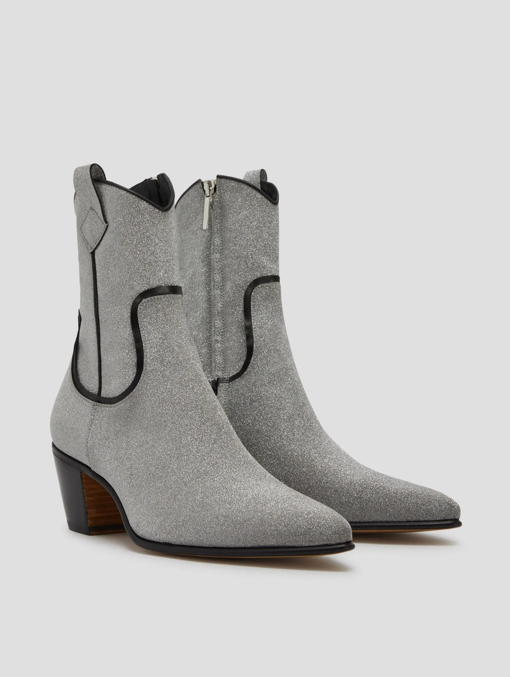NICO 60MM ARIZONA BOOT IN GLITTER SILVER/BLACK