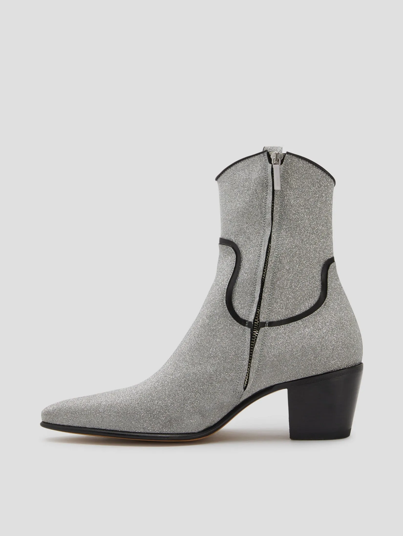 NICO 60MM ARIZONA BOOT IN GLITTER SILVER/BLACK