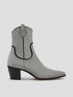 NICO 60MM ARIZONA BOOT IN GLITTER SILVER/BLACK