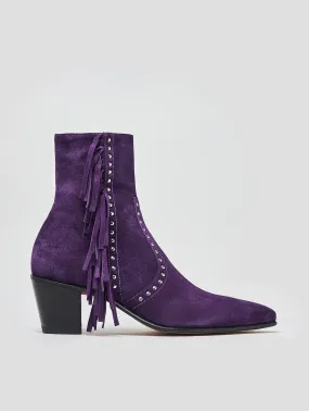 NICO 60MM "MOJAVE" FRINGED BOOT IN PURPLE SUEDE