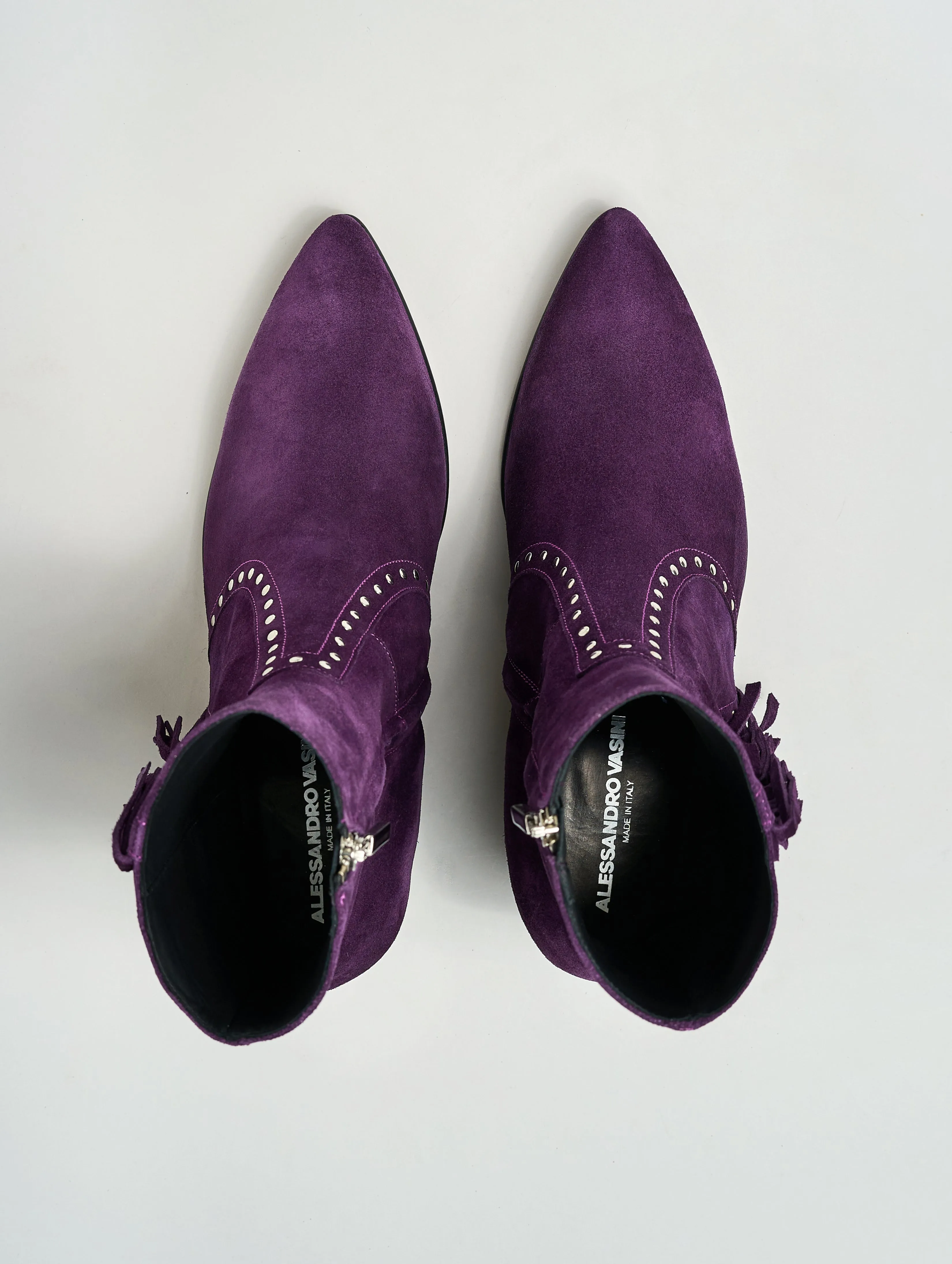 NICO 60MM "MOJAVE" FRINGED BOOT IN PURPLE SUEDE