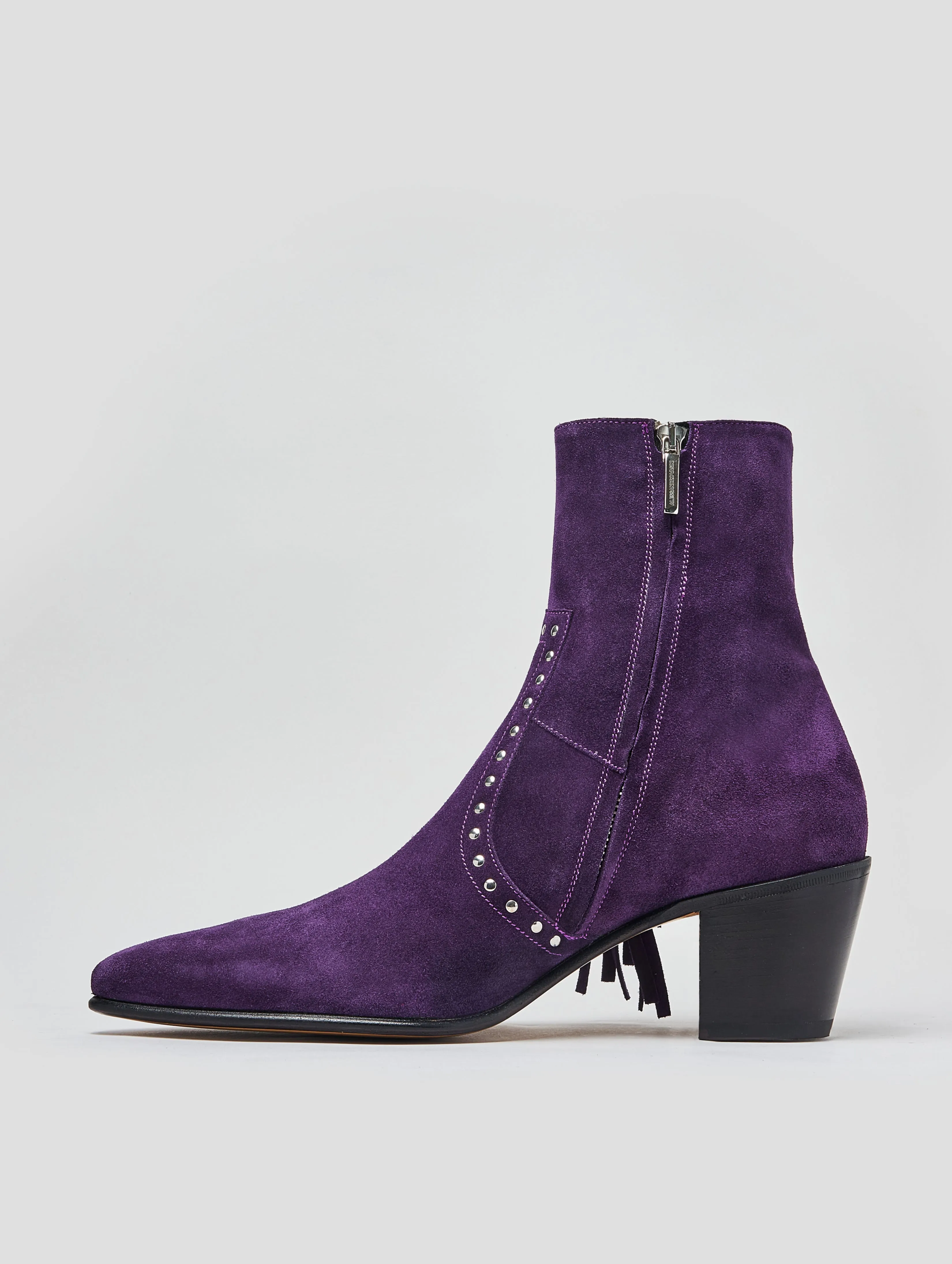 NICO 60MM "MOJAVE" FRINGED BOOT IN PURPLE SUEDE