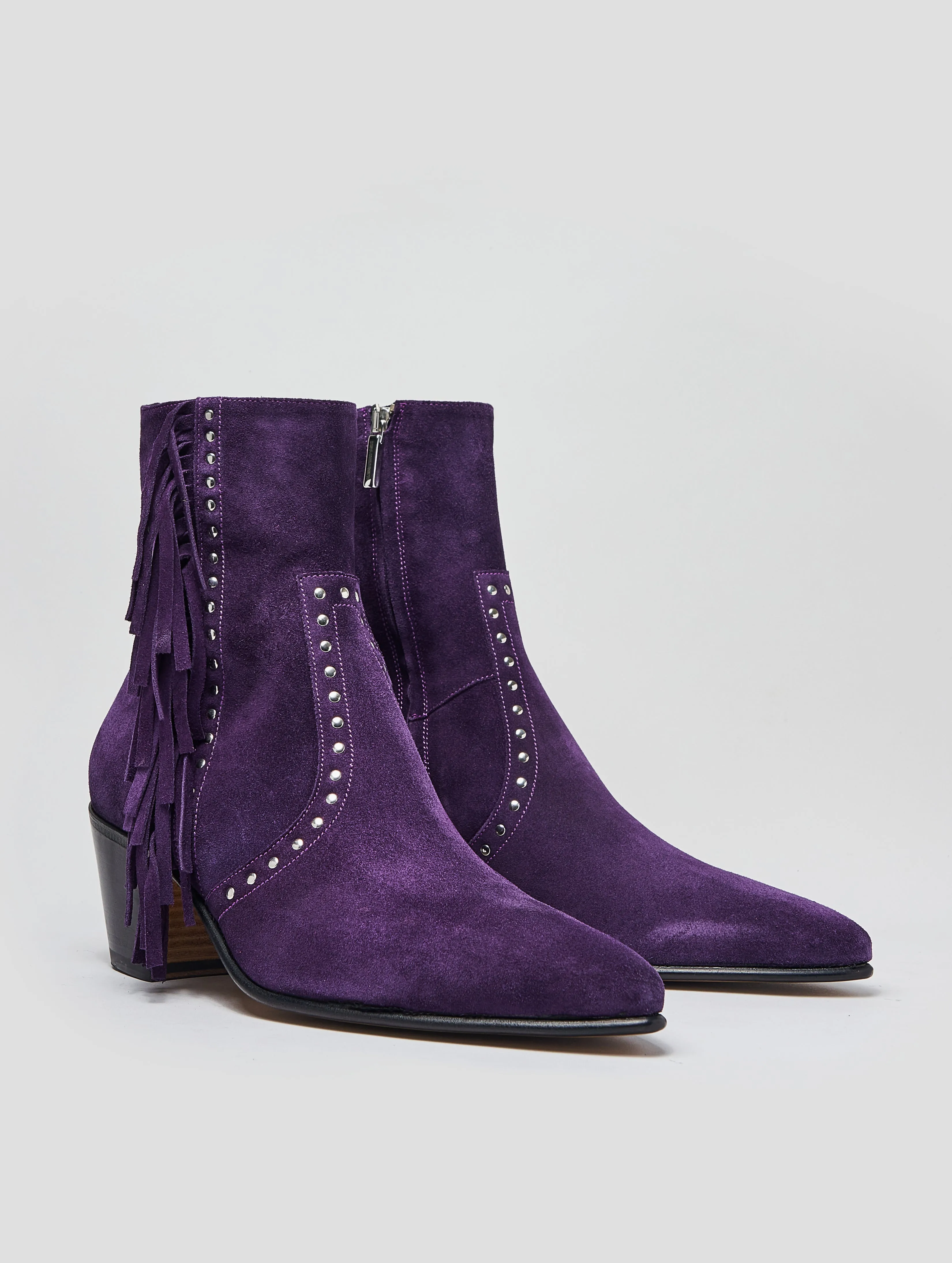 NICO 60MM "MOJAVE" FRINGED BOOT IN PURPLE SUEDE