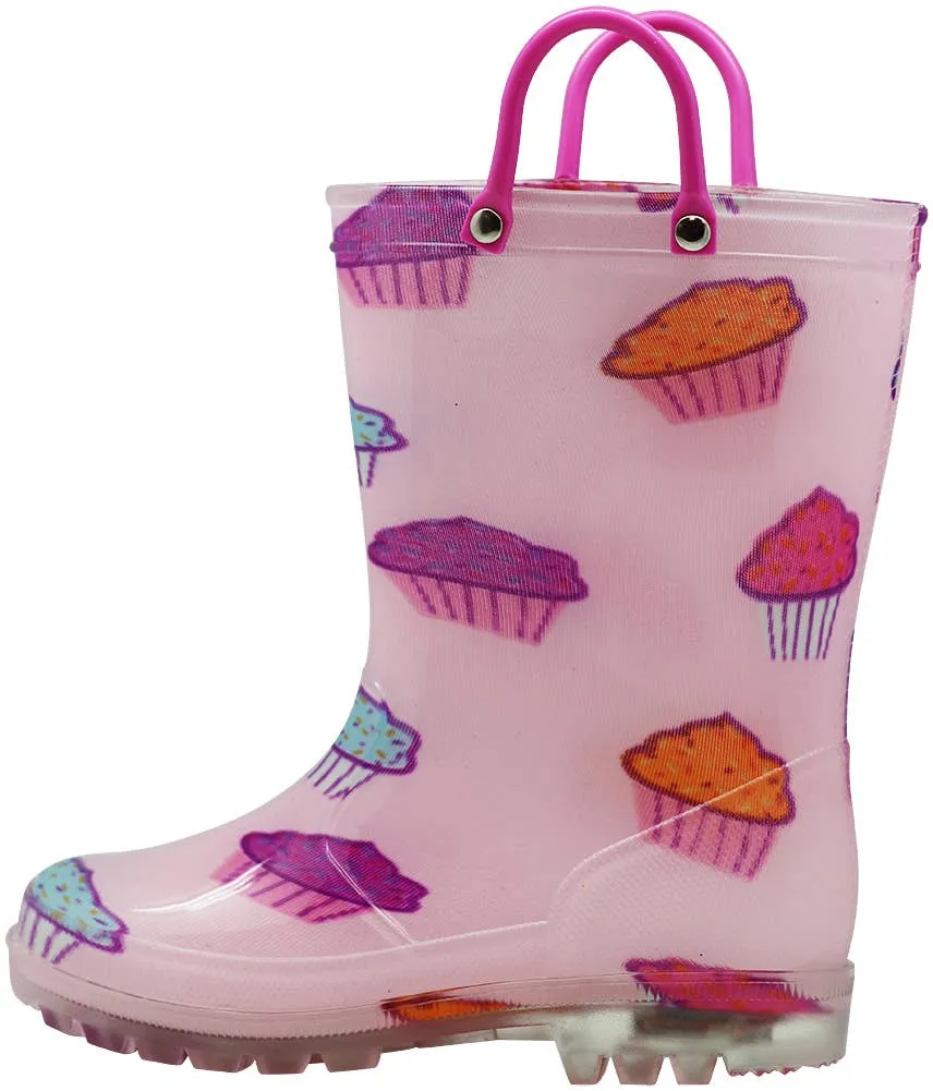 Norty Girls 11-3 Cupcake PVC Lightup Rain Boot 20059L Case