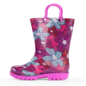 Norty Girls 11-3 Pink Flower PVC Rain Boot 20154