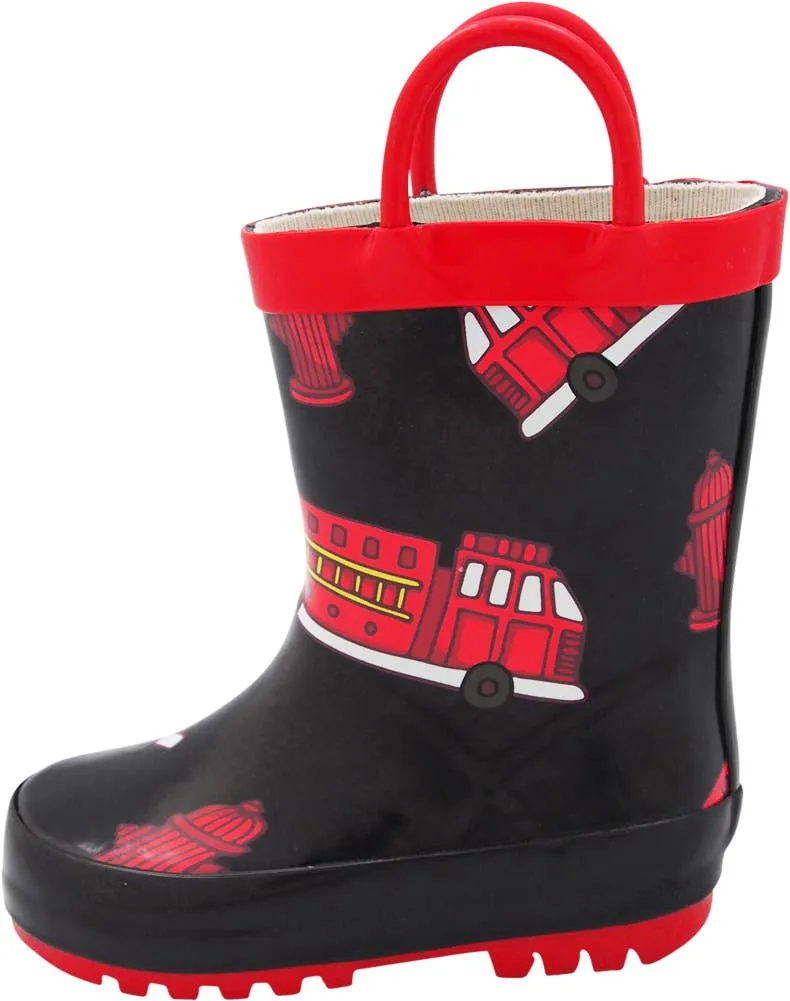 Norty Kids 11-1 Fire Truck Rubber Rain Boot 16484