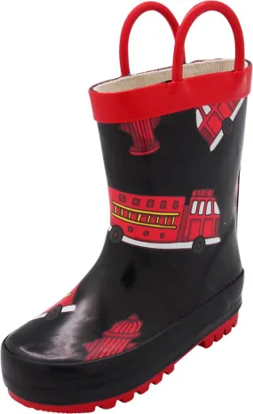 Norty Kids 11-1 Fire Truck Rubber Rain Boot 16484