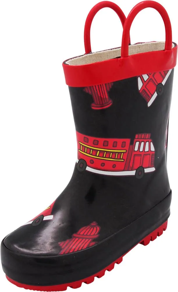 Norty Kids 11-1 Fire Truck Rubber Rain Boot 16484