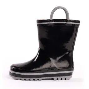 NORTY Tod Boys 6-10 Black/Silver Rain Boot 16401