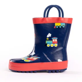 NORTY Tod Boys 6-10 Navy Trains Boots 16201