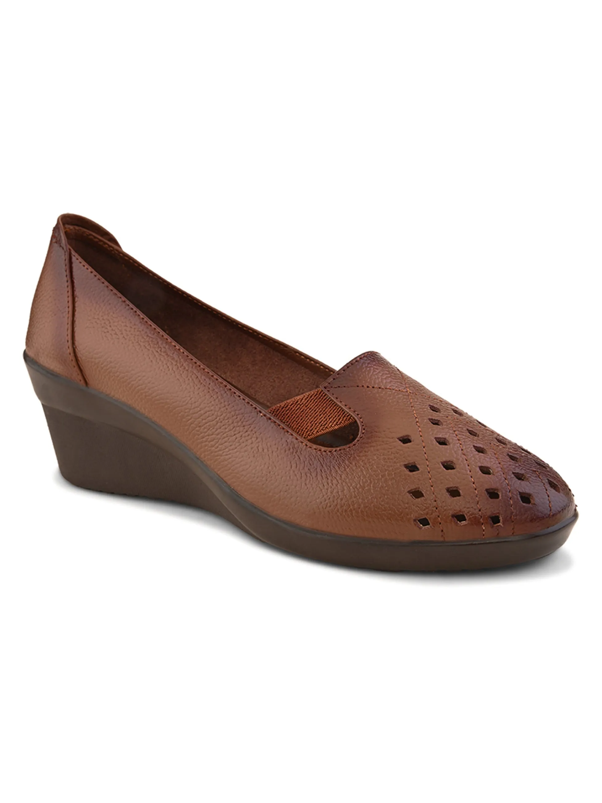 Pelle Albero Female's Brown Leather Wedge Heel Ballerina