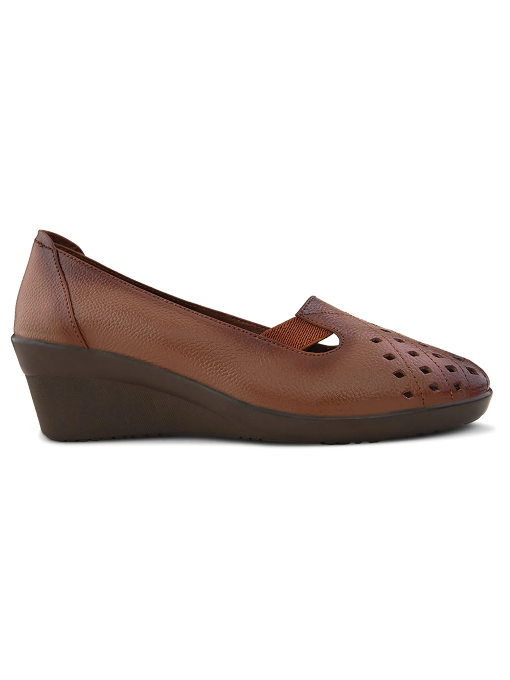 Pelle Albero Female's Brown Leather Wedge Heel Ballerina