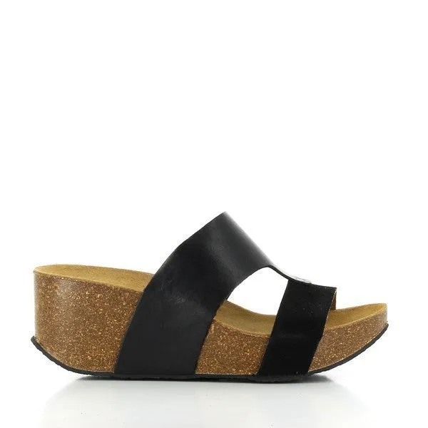 Plakton 275171 Black Leather Wedges