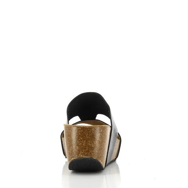 Plakton 275171 Black Leather Wedges
