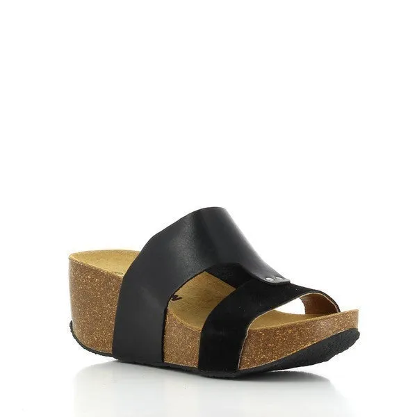 Plakton 275171 Black Leather Wedges