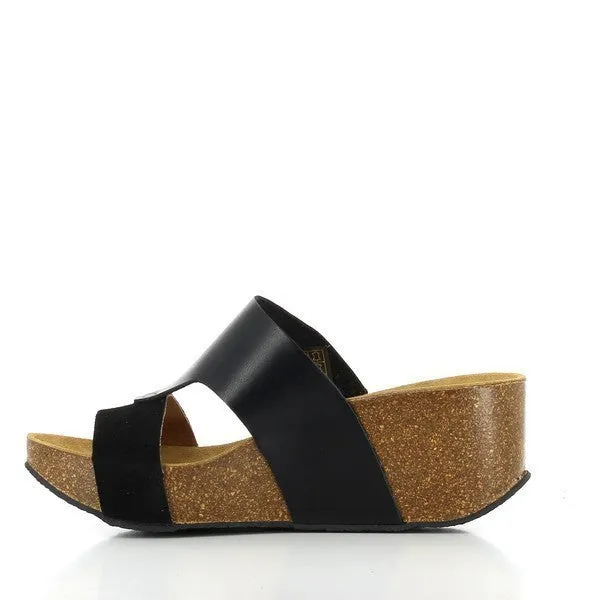 Plakton 275171 Black Leather Wedges