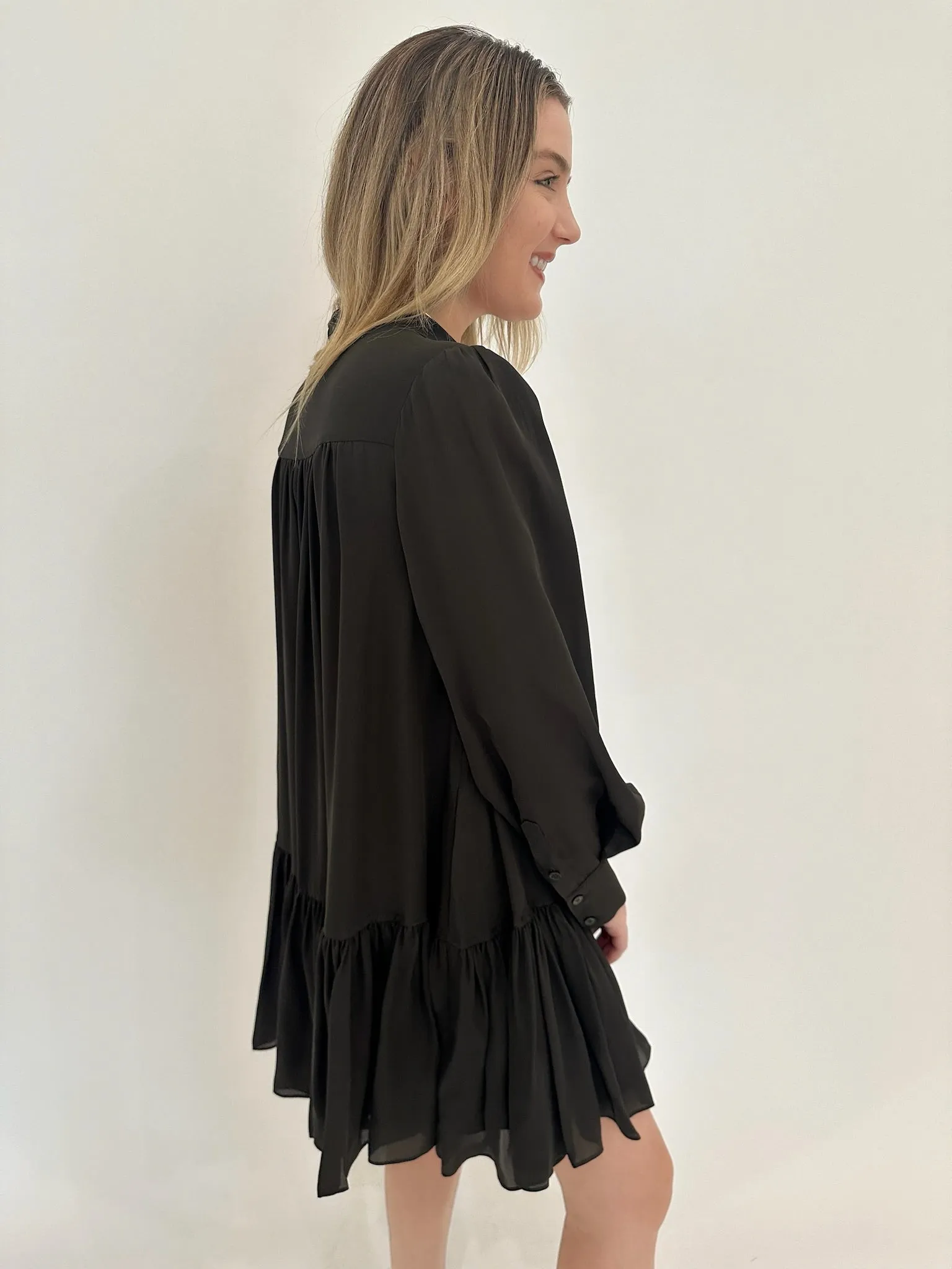 Quince Long Sleeve Mini Dress - Moss