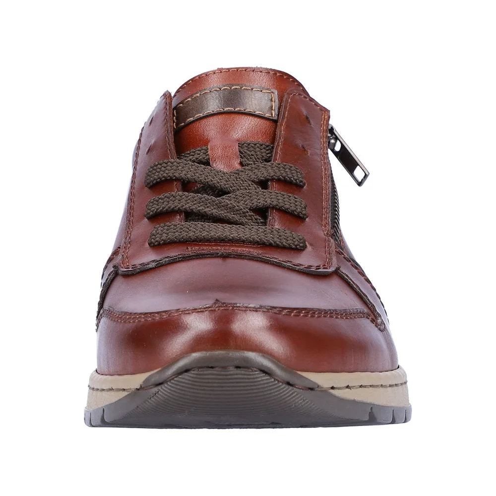 Rieker B2112-25 Mens Brown Leather Zip & Lace Shoes